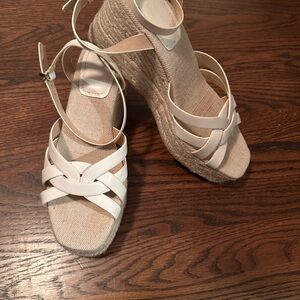 H&M Elegant White Wedge Sandals